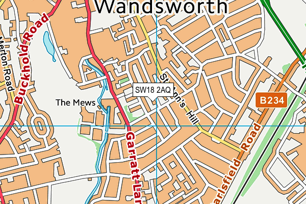 SW18 2AQ map - OS VectorMap District (Ordnance Survey) SW18 2AQ map - OS VectorMap District (Ordnance Survey)
