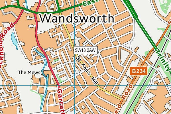 SW18 2AW map - OS VectorMap District (Ordnance Survey) SW18 2AW map - OS VectorMap District (Ordnance Survey)