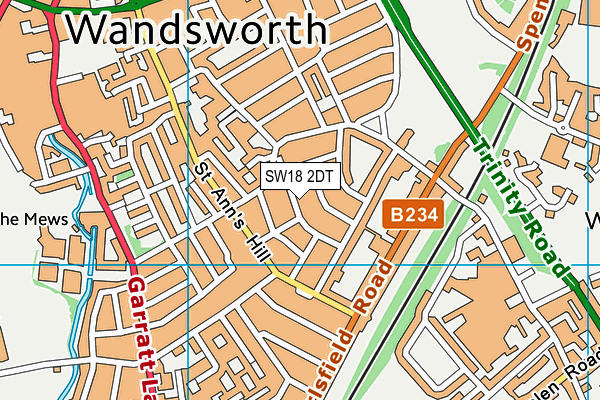 SW18 2DT map - OS VectorMap District (Ordnance Survey) SW18 2DT map - OS VectorMap District (Ordnance Survey)