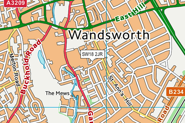 SW18 2JR map - OS VectorMap District (Ordnance Survey) SW18 2JR map - OS VectorMap District (Ordnance Survey)
