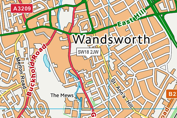 SW18 2JW map - OS VectorMap District (Ordnance Survey)