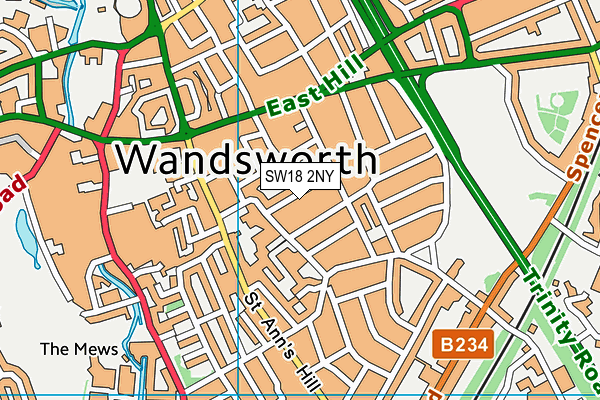 SW18 2NY map - OS VectorMap District (Ordnance Survey)