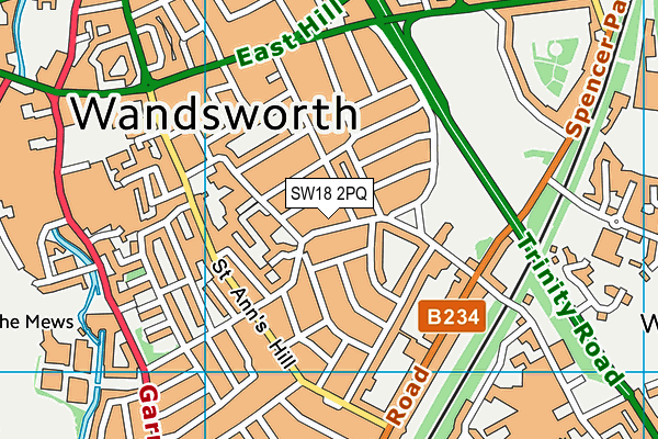 SW18 2PQ map - OS VectorMap District (Ordnance Survey) SW18 2PQ map - OS VectorMap District (Ordnance Survey)