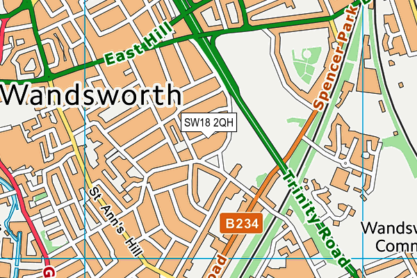 SW18 2QH map - OS VectorMap District (Ordnance Survey) SW18 2QH map - OS VectorMap District (Ordnance Survey)