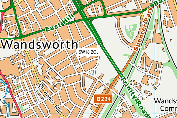SW18 2QJ map - OS VectorMap District (Ordnance Survey) SW18 2QJ map - OS VectorMap District (Ordnance Survey)