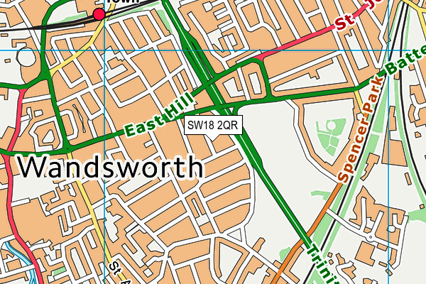 SW18 2QR map - OS VectorMap District (Ordnance Survey) SW18 2QR map - OS VectorMap District (Ordnance Survey)