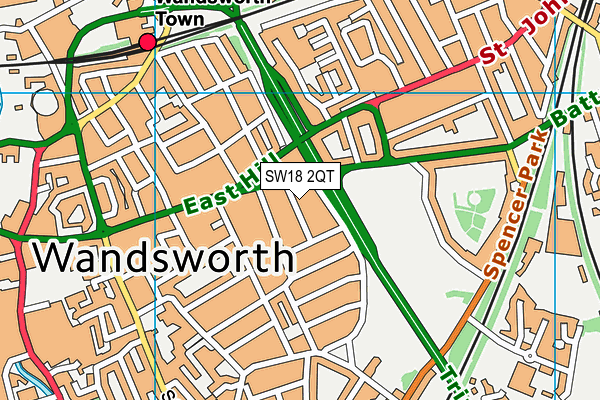 SW18 2QT map - OS VectorMap District (Ordnance Survey) SW18 2QT map - OS VectorMap District (Ordnance Survey)