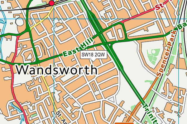 SW18 2QW map - OS VectorMap District (Ordnance Survey)