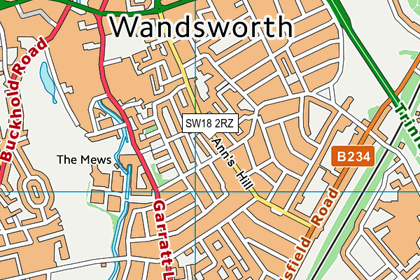 SW18 2RZ map - OS VectorMap District (Ordnance Survey) SW18 2RZ map - OS VectorMap District (Ordnance Survey)