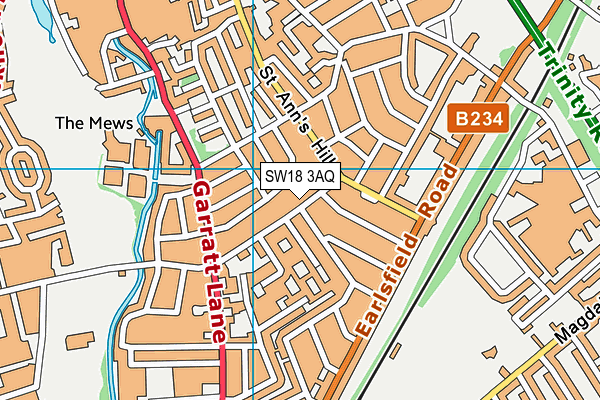 SW18 3AQ map - OS VectorMap District (Ordnance Survey)