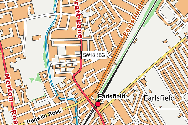 SW18 3BG map - OS VectorMap District (Ordnance Survey)