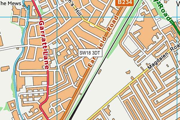 SW18 3DT map - OS VectorMap District (Ordnance Survey) SW18 3DT map - OS VectorMap District (Ordnance Survey)
