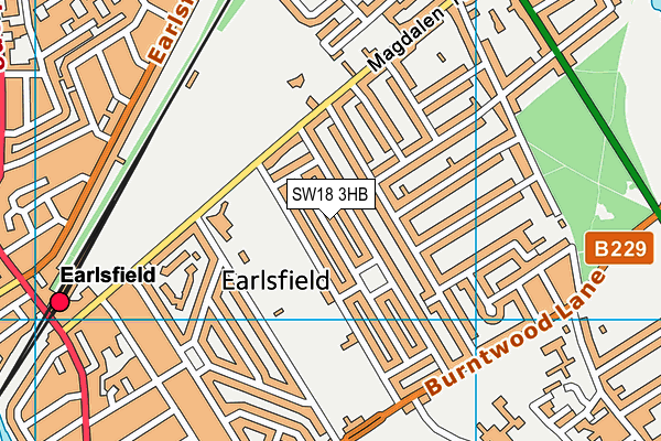 SW18 3HB map - OS VectorMap District (Ordnance Survey)