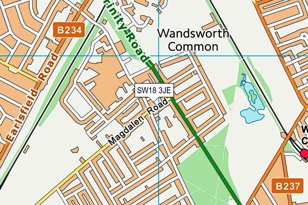 SW18 3JE map - OS VectorMap District (Ordnance Survey) SW18 3JE map - OS VectorMap District (Ordnance Survey)
