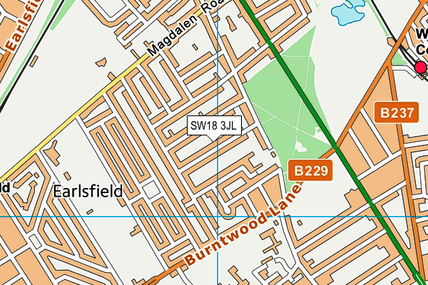 SW18 3JL map - OS VectorMap District (Ordnance Survey)