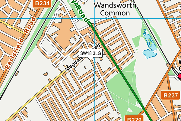 SW18 3LG map - OS VectorMap District (Ordnance Survey) SW18 3LG map - OS VectorMap District (Ordnance Survey)