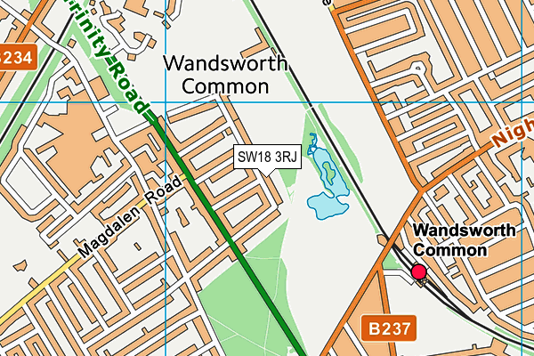 SW18 3RJ map - OS VectorMap District (Ordnance Survey)
