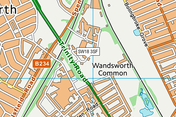 SW18 3SF map - OS VectorMap District (Ordnance Survey)
