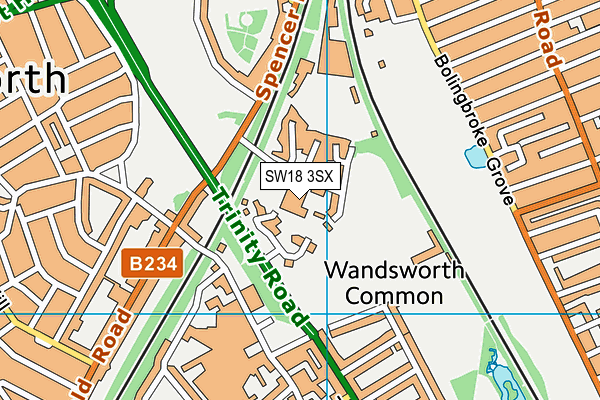SW18 3SX map - OS VectorMap District (Ordnance Survey)