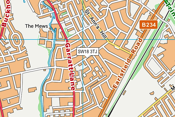 SW18 3TJ map - OS VectorMap District (Ordnance Survey)