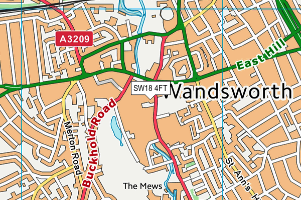 SW18 4FT map - OS VectorMap District (Ordnance Survey) SW18 4FT map - OS VectorMap District (Ordnance Survey)