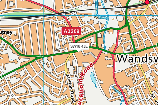 SW18 4JE map - OS VectorMap District (Ordnance Survey) SW18 4JE map - OS VectorMap District (Ordnance Survey)