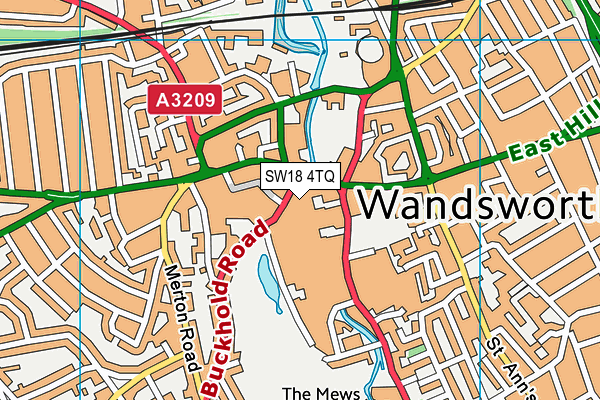 SW18 4TQ map - OS VectorMap District (Ordnance Survey)