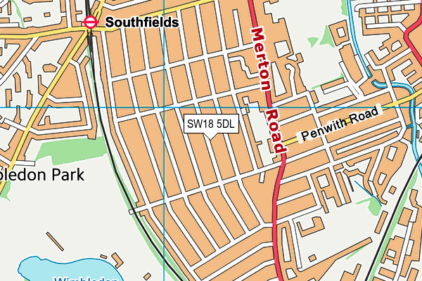 SW18 5DL map - OS VectorMap District (Ordnance Survey)