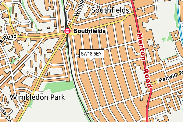 SW18 5EY map - OS VectorMap District (Ordnance Survey) SW18 5EY map - OS VectorMap District (Ordnance Survey)