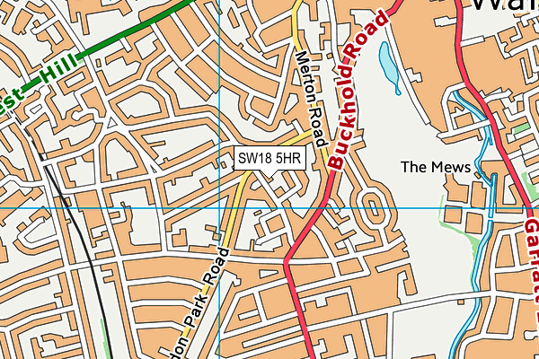 SW18 5HR map - OS VectorMap District (Ordnance Survey) SW18 5HR map - OS VectorMap District (Ordnance Survey)