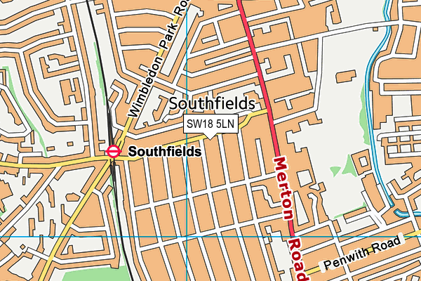 SW18 5LN map - OS VectorMap District (Ordnance Survey)