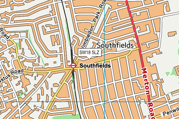 SW18 5LZ map - OS VectorMap District (Ordnance Survey)