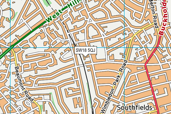 SW18 5QJ map - OS VectorMap District (Ordnance Survey) SW18 5QJ map - OS VectorMap District (Ordnance Survey)