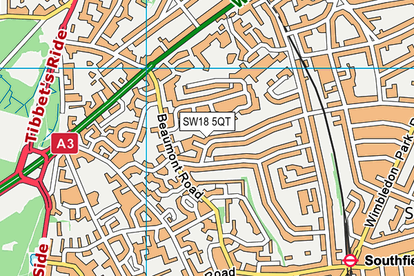 SW18 5QT map - OS VectorMap District (Ordnance Survey) SW18 5QT map - OS VectorMap District (Ordnance Survey)