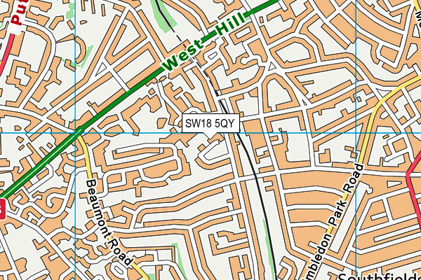 SW18 5QY map - OS VectorMap District (Ordnance Survey) SW18 5QY map - OS VectorMap District (Ordnance Survey)