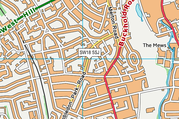 SW18 5SJ map - OS VectorMap District (Ordnance Survey) SW18 5SJ map - OS VectorMap District (Ordnance Survey)