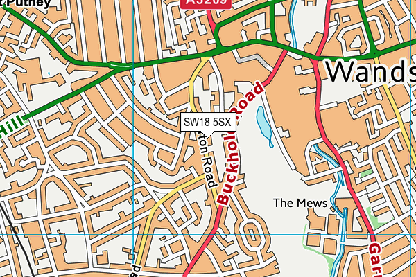 SW18 5SX map - OS VectorMap District (Ordnance Survey) SW18 5SX map - OS VectorMap District (Ordnance Survey)