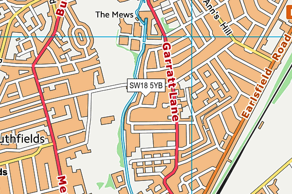 SW18 5YB map - OS VectorMap District (Ordnance Survey) SW18 5YB map - OS VectorMap District (Ordnance Survey)