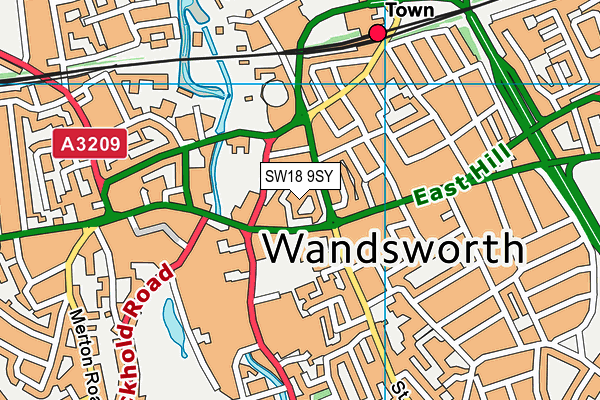 SW18 9SY map - OS VectorMap District (Ordnance Survey) SW18 9SY map - OS VectorMap District (Ordnance Survey)