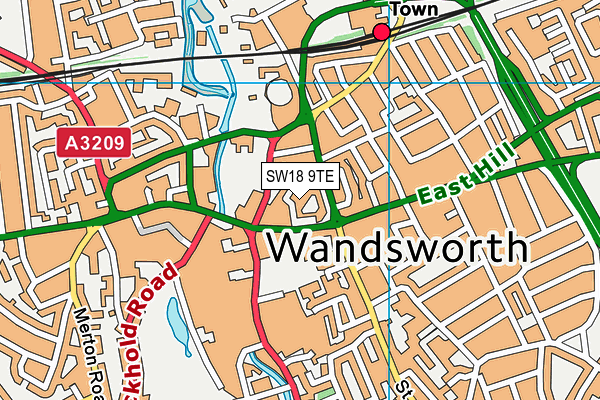 SW18 9TE map - OS VectorMap District (Ordnance Survey)