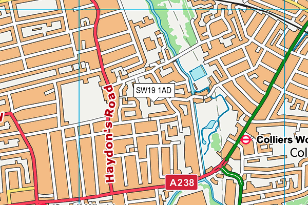 SW19 1AD map - OS VectorMap District (Ordnance Survey)