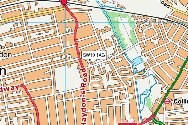 SW19 1AG map - OS VectorMap District (Ordnance Survey) SW19 1AG map - OS VectorMap District (Ordnance Survey)