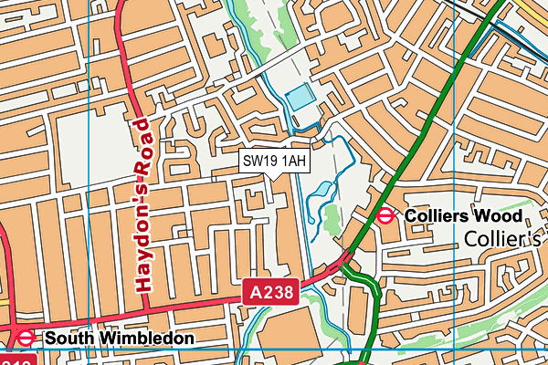 SW19 1AH map - OS VectorMap District (Ordnance Survey)