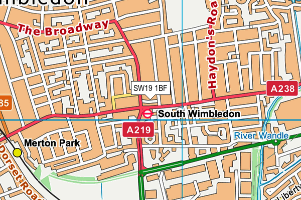 SW19 1BF map - OS VectorMap District (Ordnance Survey) SW19 1BF map - OS VectorMap District (Ordnance Survey)