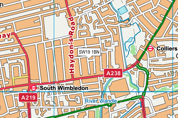 SW19 1BN map - OS VectorMap District (Ordnance Survey)