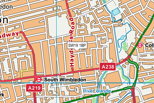 SW19 1BP map - OS VectorMap District (Ordnance Survey)