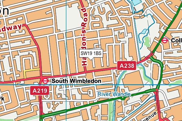 SW19 1BS map - OS VectorMap District (Ordnance Survey)