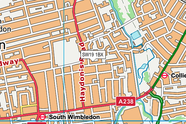 SW19 1BX map - OS VectorMap District (Ordnance Survey) SW19 1BX map - OS VectorMap District (Ordnance Survey)
