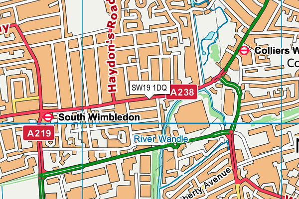 SW19 1DQ map - OS VectorMap District (Ordnance Survey) SW19 1DQ map - OS VectorMap District (Ordnance Survey)