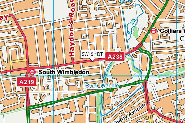 SW19 1DT map - OS VectorMap District (Ordnance Survey)